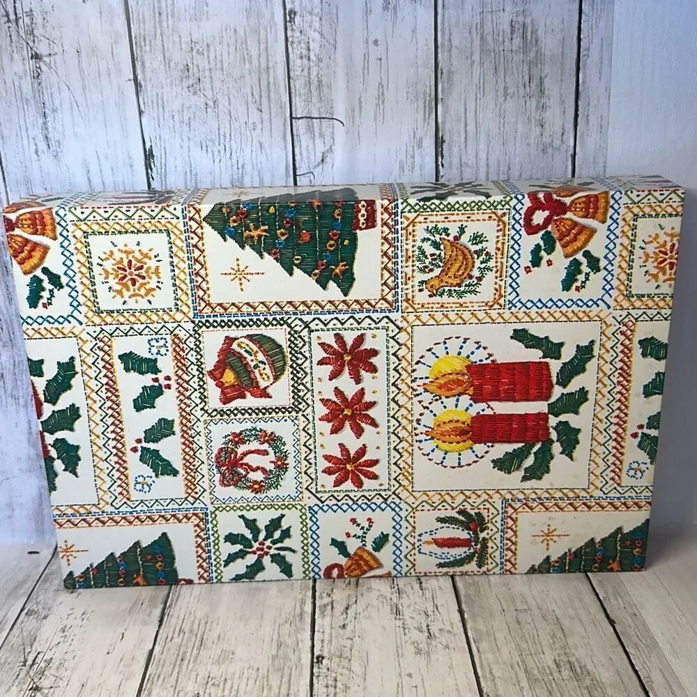 Vintage Christmas Gift Boxes Poinsettia Christmas Tree Heavy Duty‎ Unique set 7